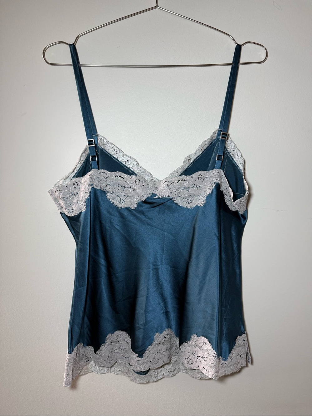 Vintage Express Turquoise Lace Trim Cami Top Size L | Y2K Babydoll - Picture 3 of 11